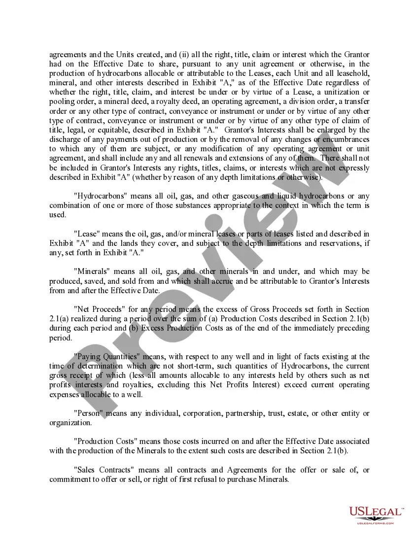 Preview Assignment and Conveyance of Net Profits Interest