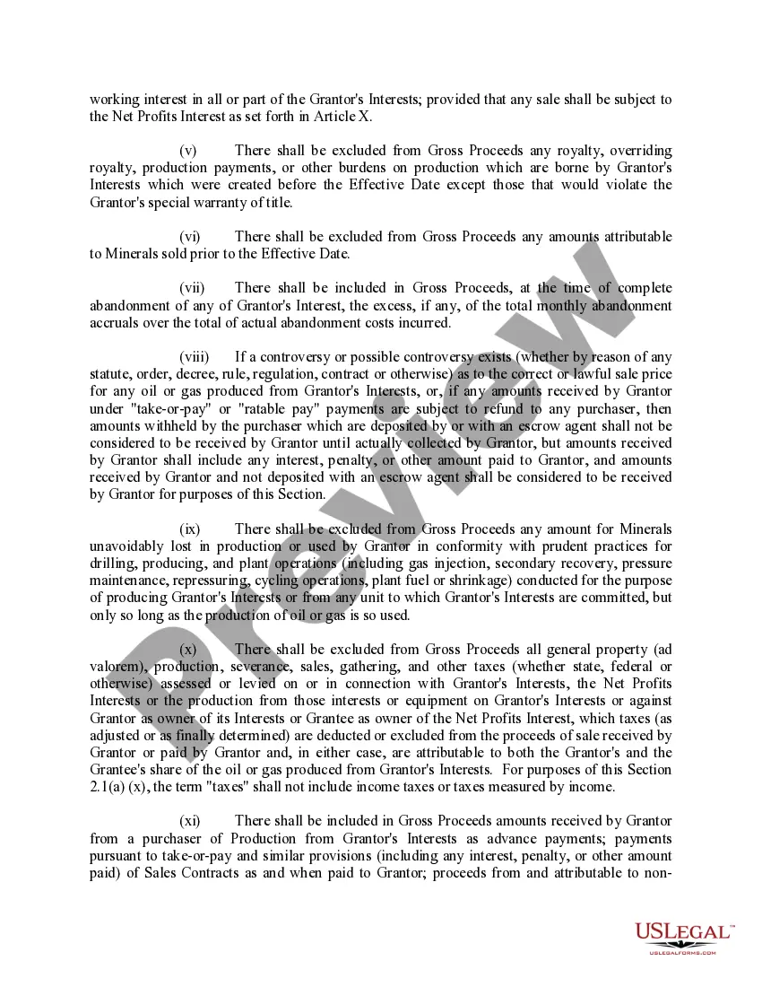 Preview Assignment and Conveyance of Net Profits Interest