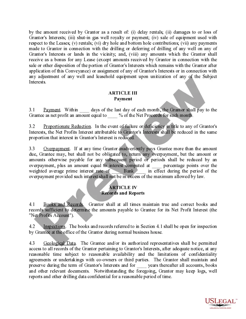 Preview Assignment and Conveyance of Net Profits Interest
