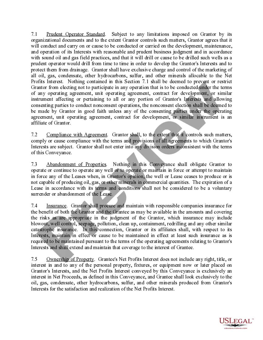 Preview Assignment and Conveyance of Net Profits Interest