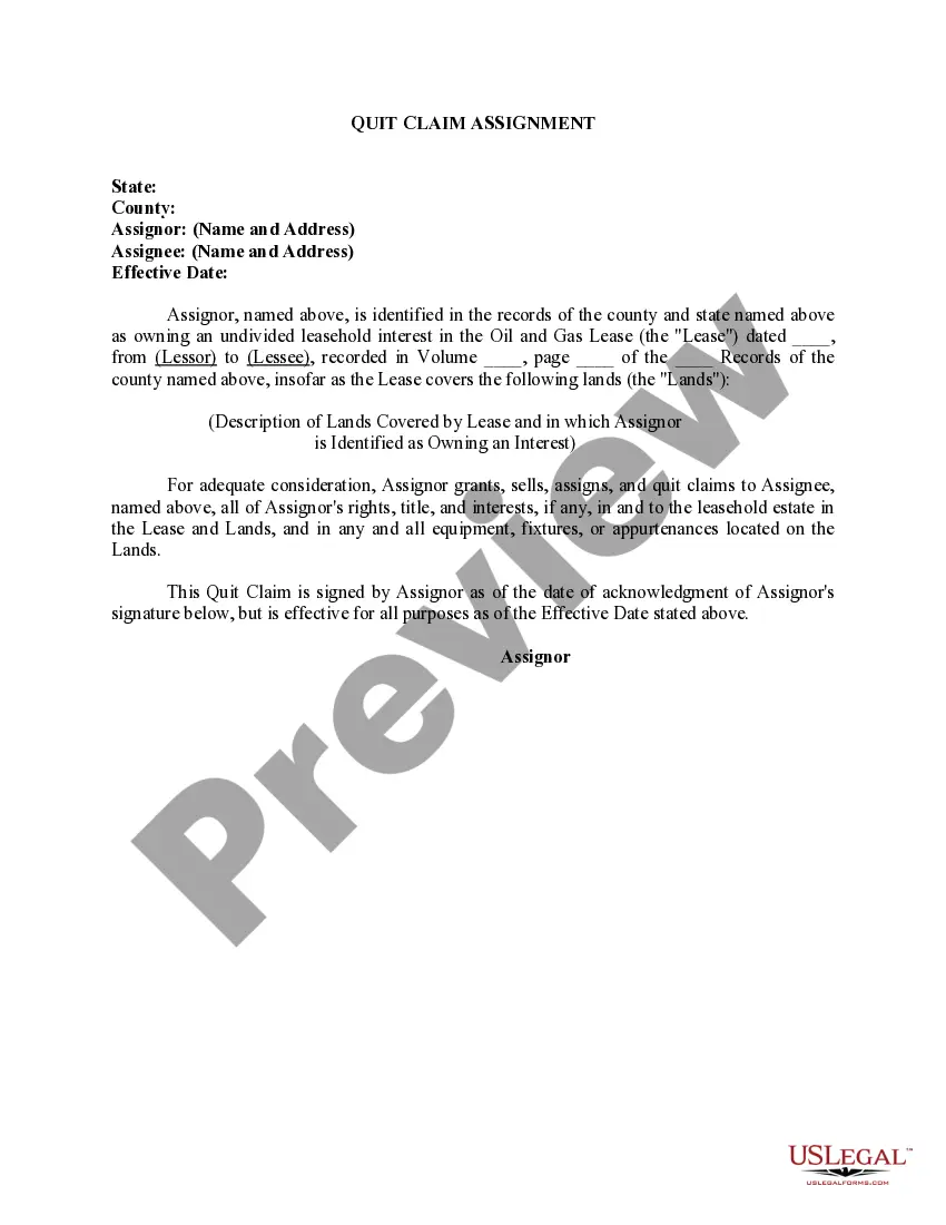Get Quitclaim Assignment Preview Quitclaim Assignment