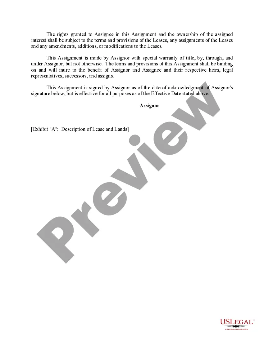 Preview Assignment of After Payout Working Interest and the Right to Convert Overriding Royalty Interest to A Working Interest