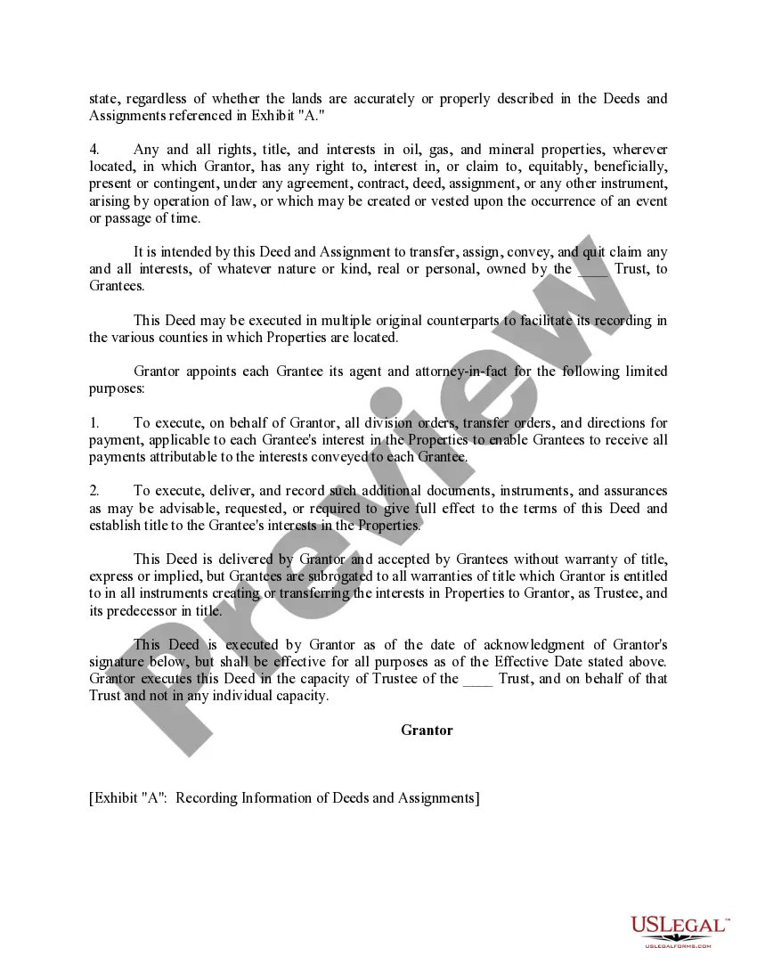 Get Trustee's Deed and Assignment for Distributing Properties Out of Trust Preview Trustee's Deed and Assignment for Distributing Properties Out of Trust