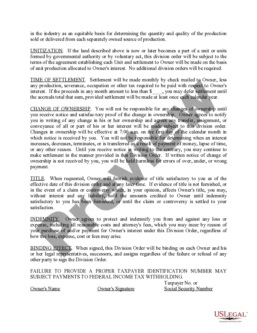 Preview Oil and Gas Division Order