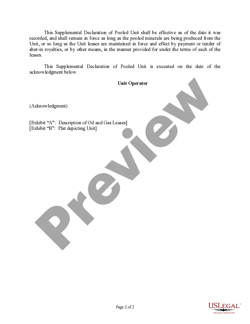 Get Supplemental Declaration of Pooled Unit Preview Supplemental Declaration of Pooled Unit
