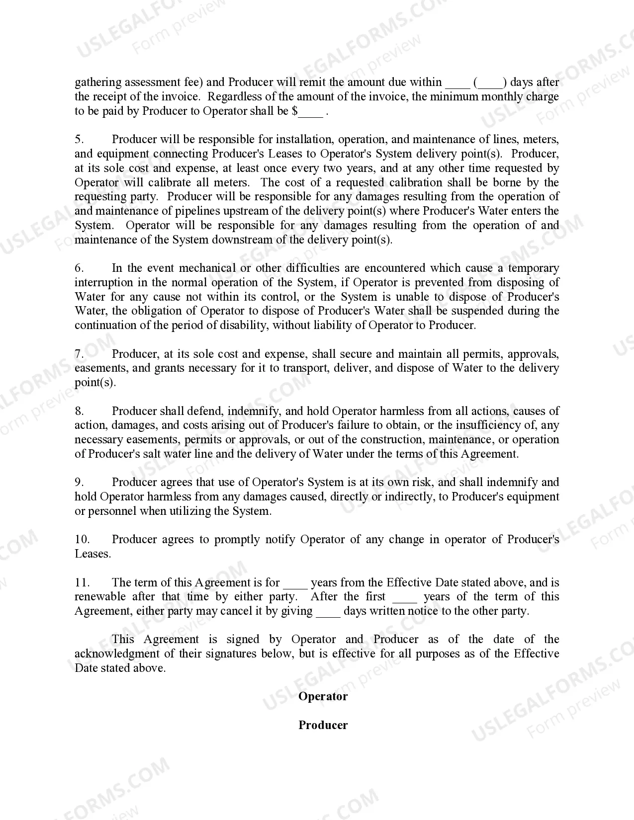 Preview Salt Water Transportation and Disposal Agreement Between Owner of Salt Water Disposal System and A Producer of Salt Water