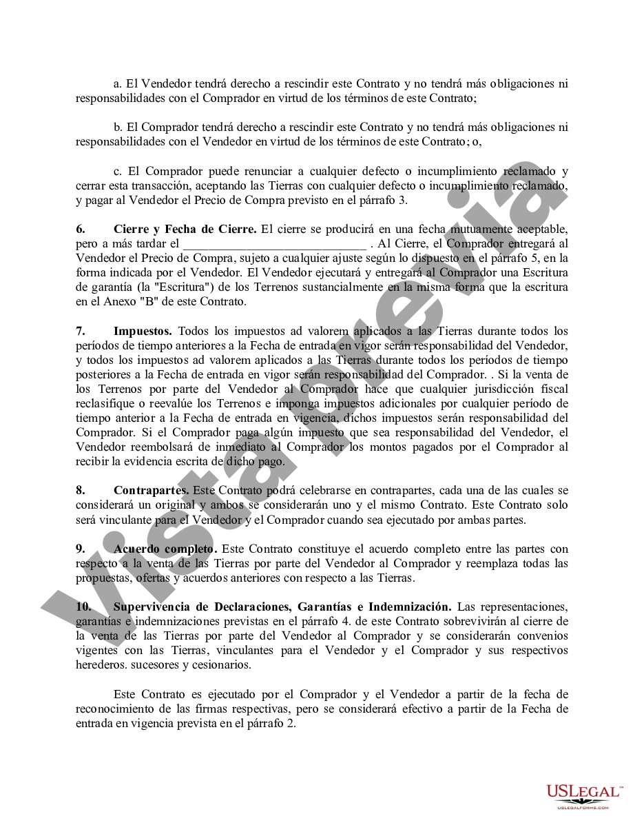 Contrato De Venta De Terreno Contrato Venta Terreno Us Legal Forms 3506