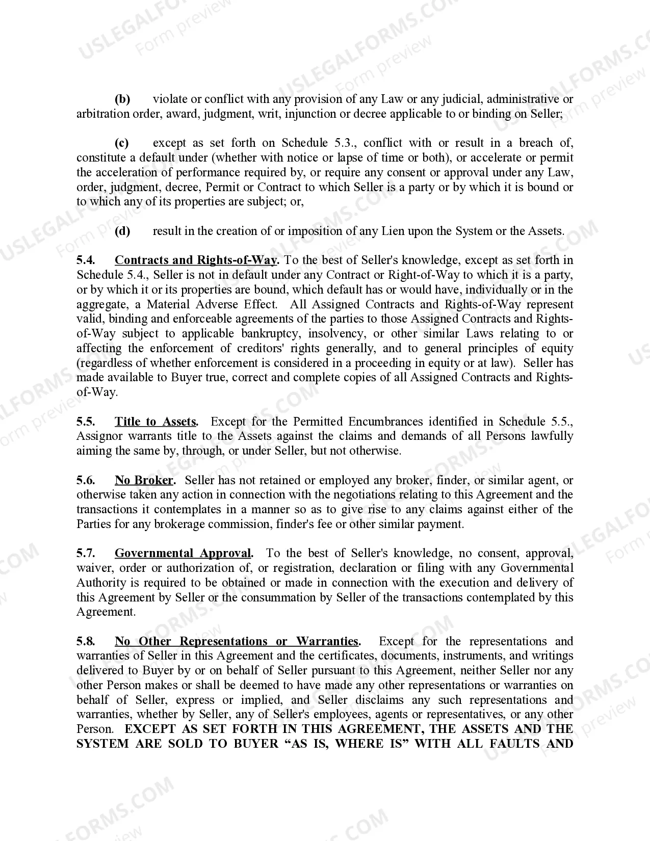 Preview Facilities Sale Agreement for Plant and Pipeline