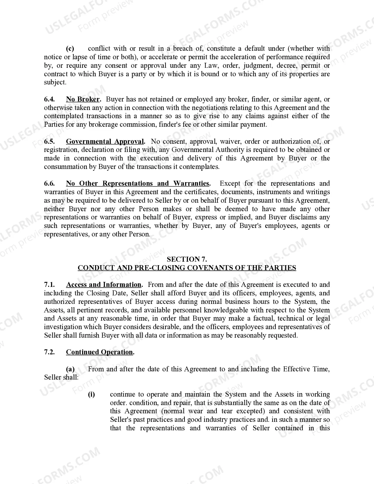 Preview Facilities Sale Agreement for Plant and Pipeline