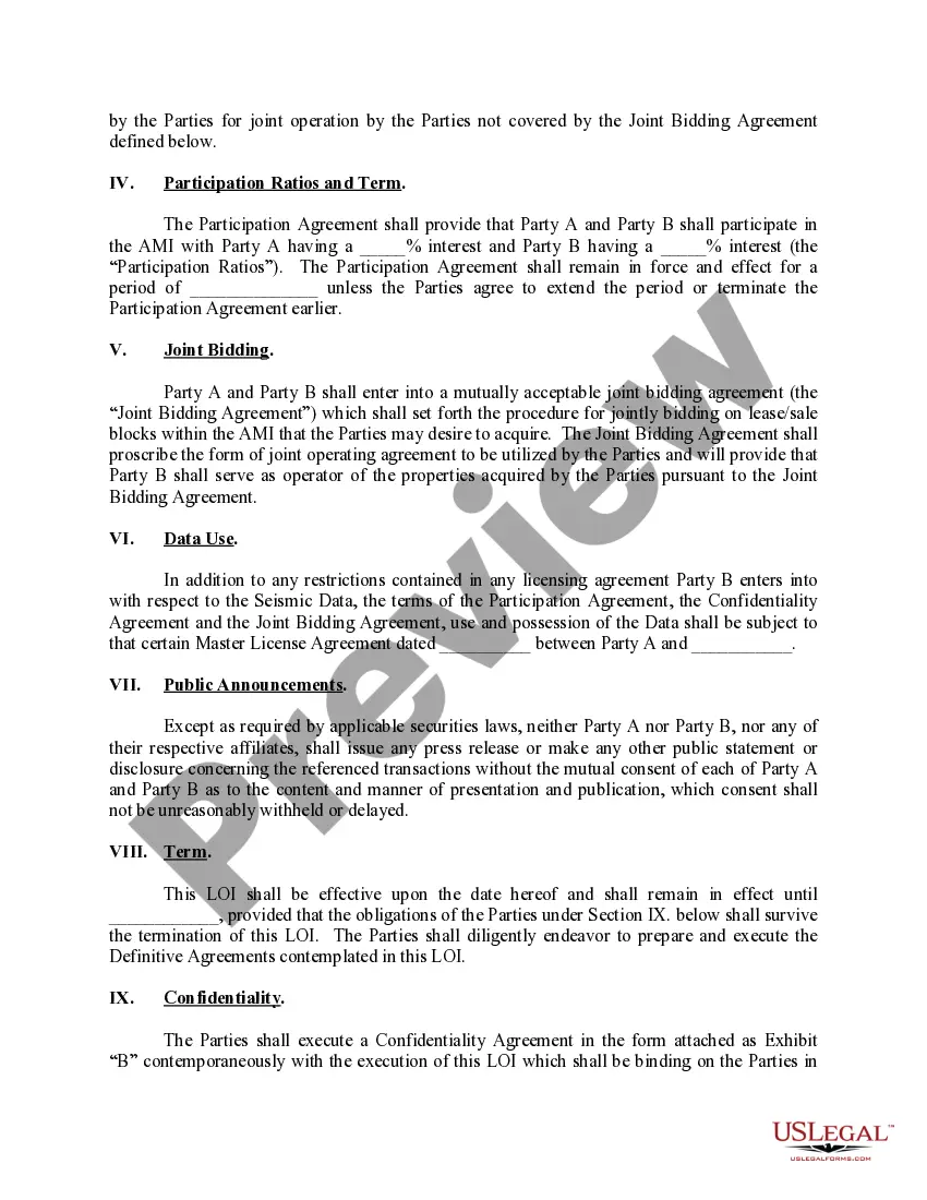 Get Letter of Intent Acquisition of 3-D Data Preview Letter of Intent Acquisition of 3-D Data