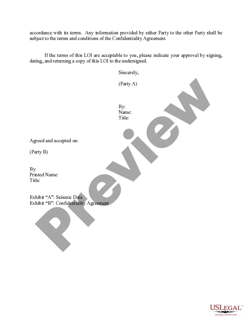 Get Letter of Intent Acquisition of 3-D Data Preview Letter of Intent Acquisition of 3-D Data