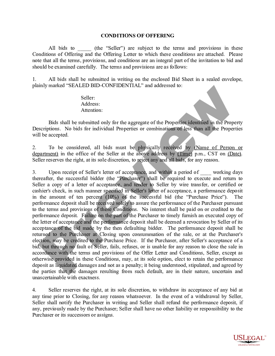 page 2 Letter offering to Sell Oil and Gas Properties Soliciting Bids for Both Operated and Non Operated Properties and includes Conditions of offering preview