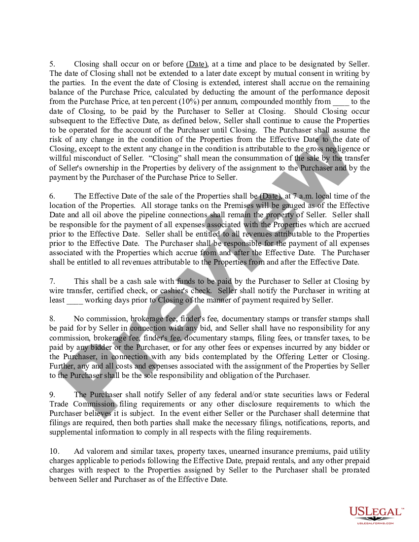 page 3 Letter offering to Sell Oil and Gas Properties Soliciting Bids for Both Operated and Non Operated Properties and includes Conditions of offering preview
