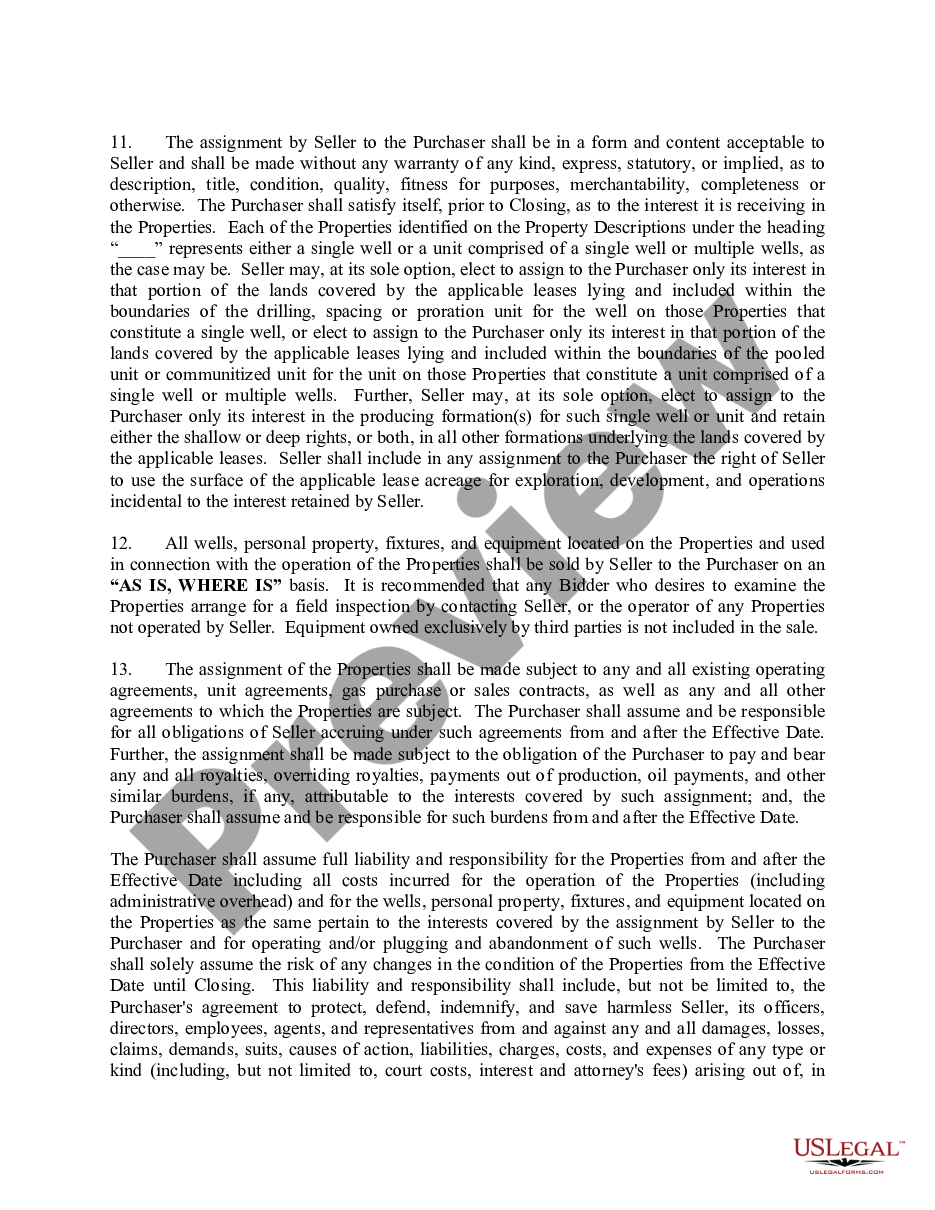 page 4 Letter offering to Sell Oil and Gas Properties Soliciting Bids for Both Operated and Non Operated Properties and includes Conditions of offering preview