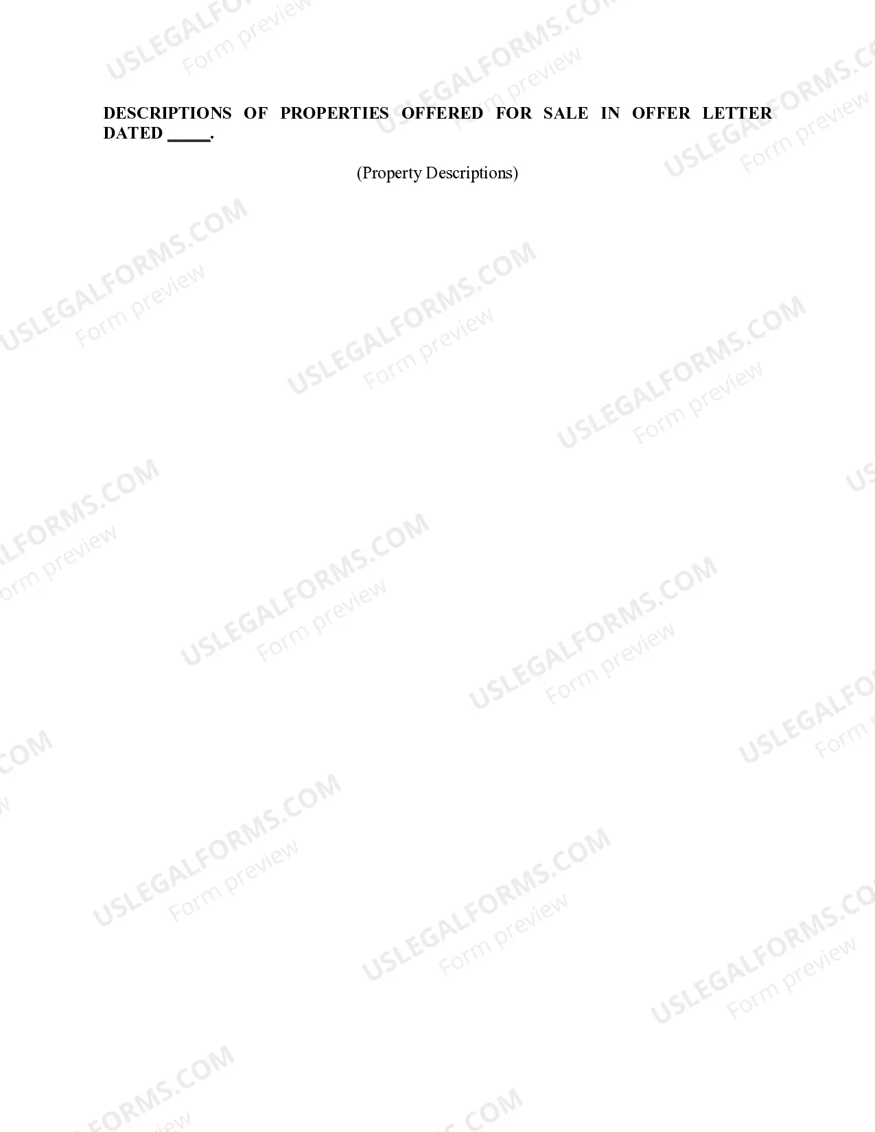 Preview Letter offering to Sell Oil and Gas Properties Soliciting Bids for Both Operated and Non Operated Properties and includes Conditions of offering
