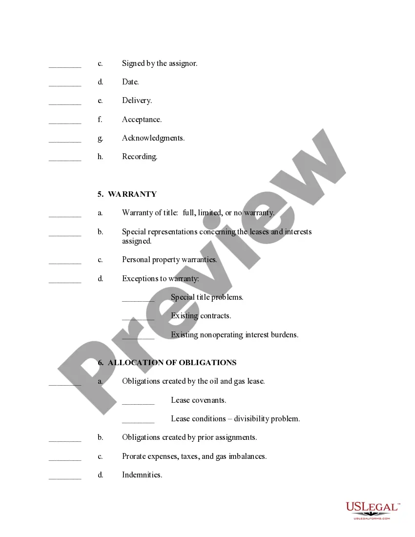Preview Assignment Checklist