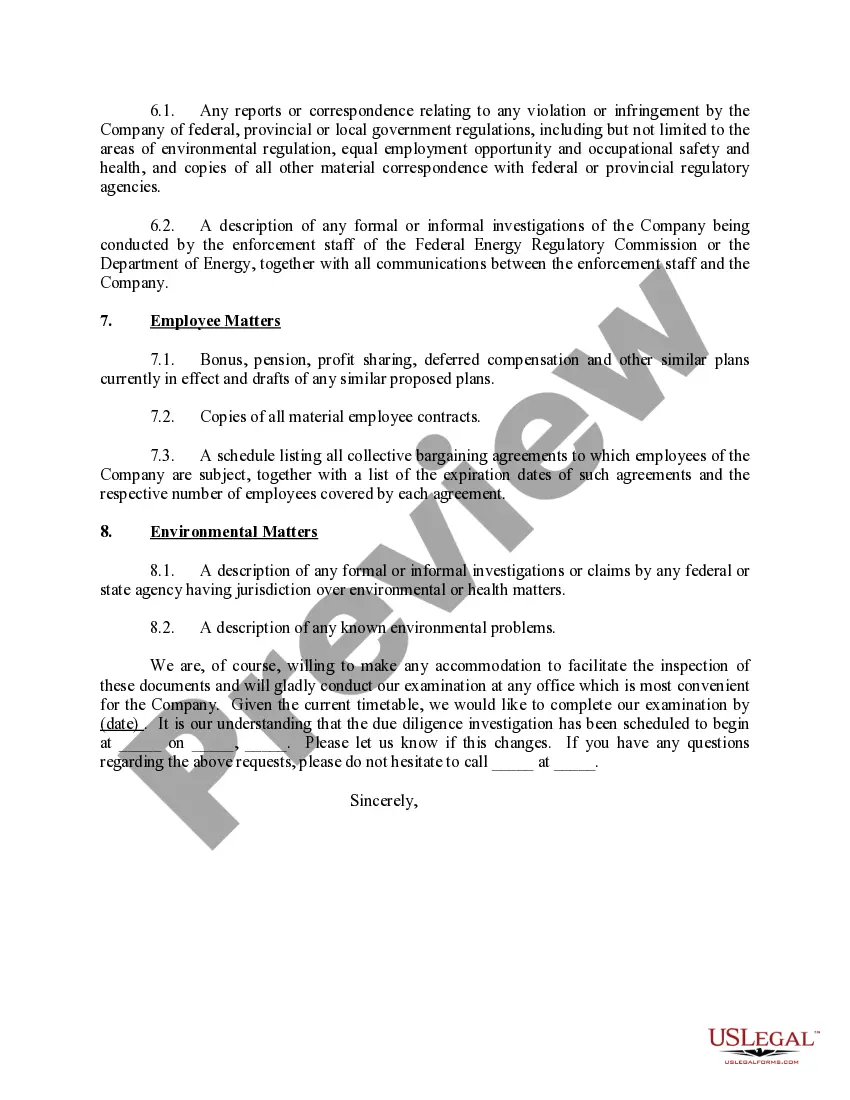 Get Due Diligence Document Request Preview Due Diligence Document Request