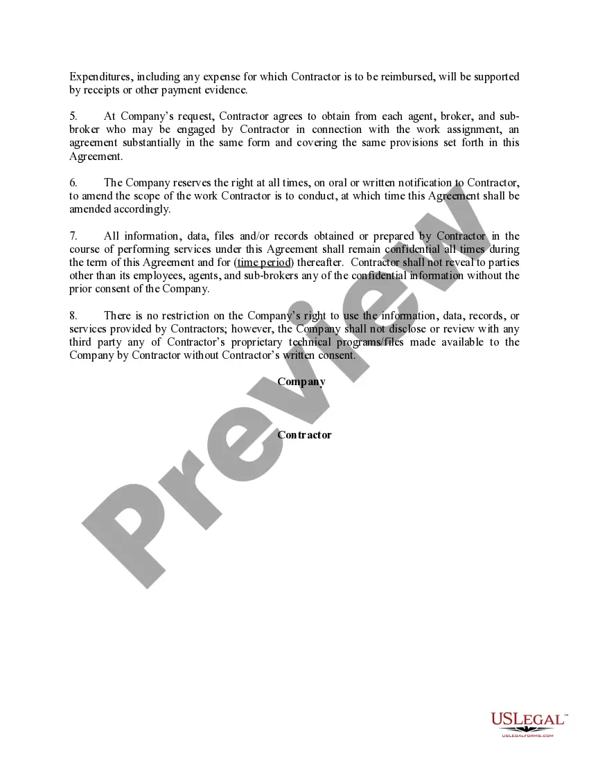 Get Contractor Agreement to Conduct Due Diligence Preview Contractor Agreement to Conduct Due Diligence