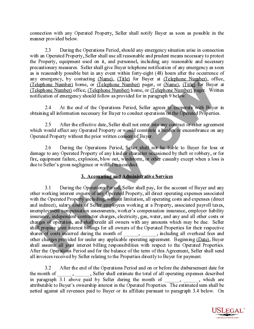 Get Contract Service Agreement when Seller Continues to Operate Properties Sold to Buyer Preview Contract Service Agreement when Seller Continues to Operate Properties Sold to Buyer