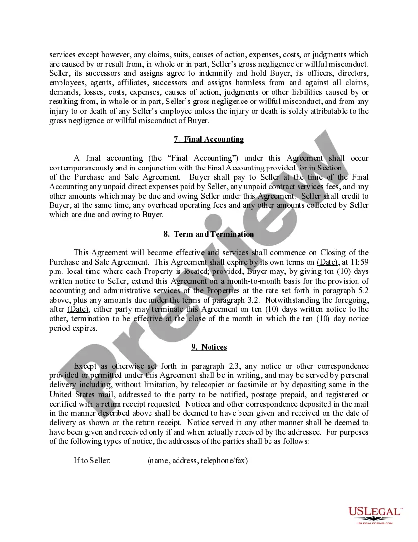 Get Contract Service Agreement when Seller Continues to Operate Properties Sold to Buyer Preview Contract Service Agreement when Seller Continues to Operate Properties Sold to Buyer