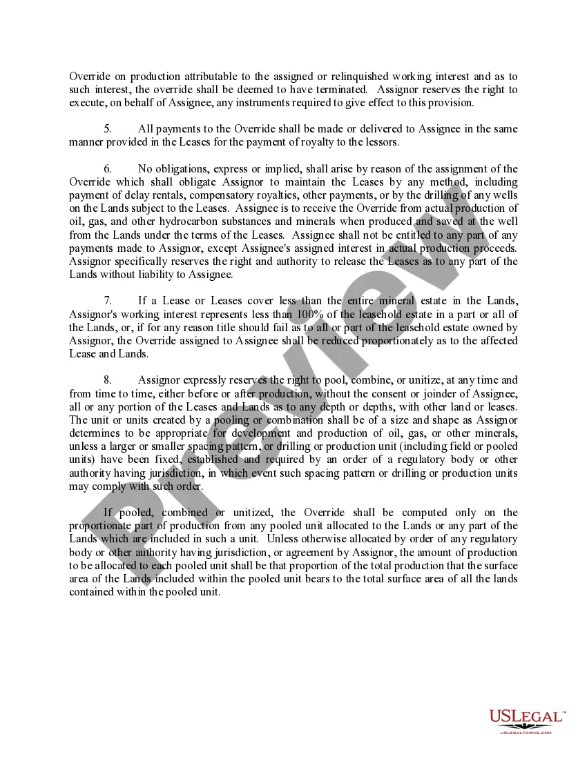 Get Assignment of Overriding Royalty Interest Out of Working Interest with Multiple Leases and Limited Warranty - Long Form Preview Assignment of Overriding Royalty Interest Out of Working Interest with Multiple Leases and Limited Warranty - Long Form