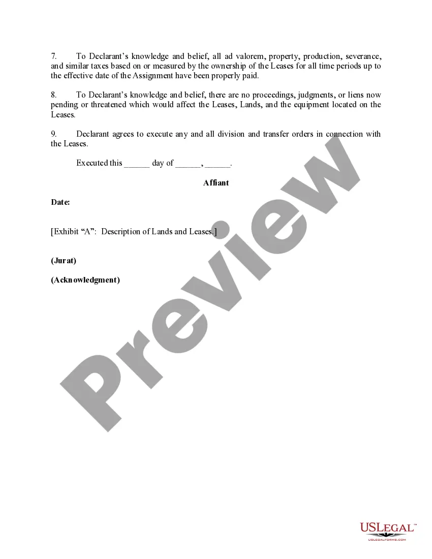 Get Seller's Affidavit and Declaration Concerning Warranties in Assignment Preview Seller's Affidavit and Declaration Concerning Warranties in Assignment