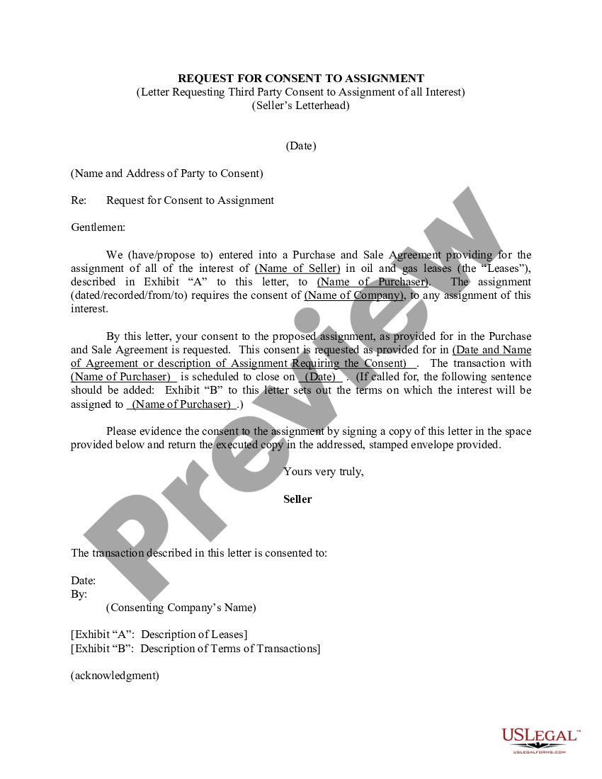 Bronx New York Request For Consent To Assignment And Letter Requesting Third Party Consent To 7814