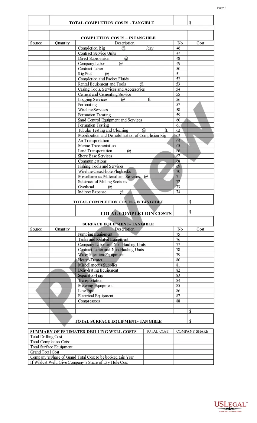 Get Authorization For Expenditure - "AFE" Preview Authorization For Expenditure - "AFE"
