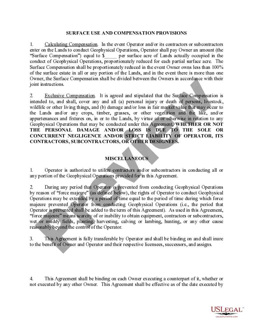 Get Permit Agreement for Surface Preview Permit Agreement for Surface