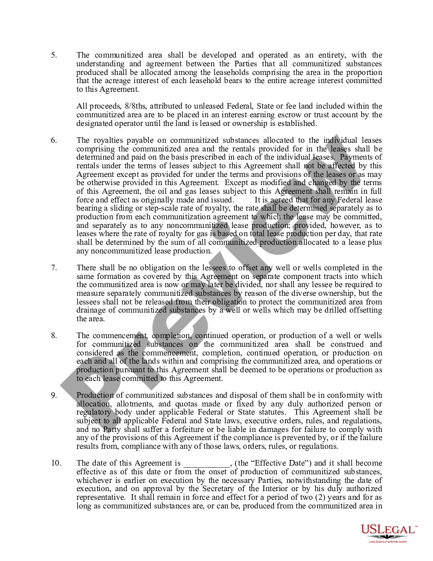 Communitization Agreement - Communitization | US Legal Forms