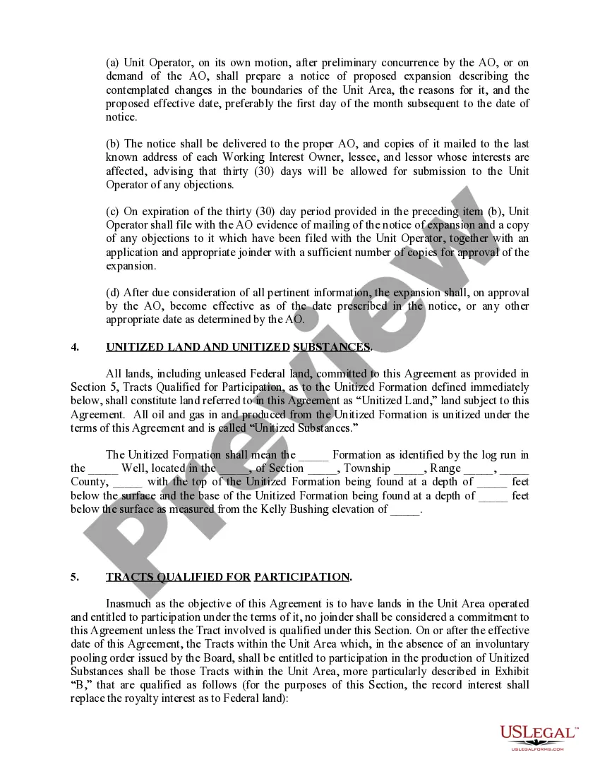 Get Unit Agreement and Plan of Unitization Preview Unit Agreement and Plan of Unitization