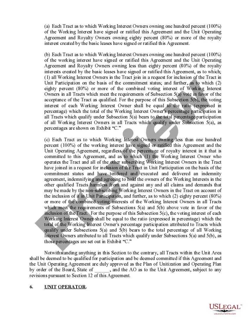 Get Unit Agreement and Plan of Unitization Preview Unit Agreement and Plan of Unitization
