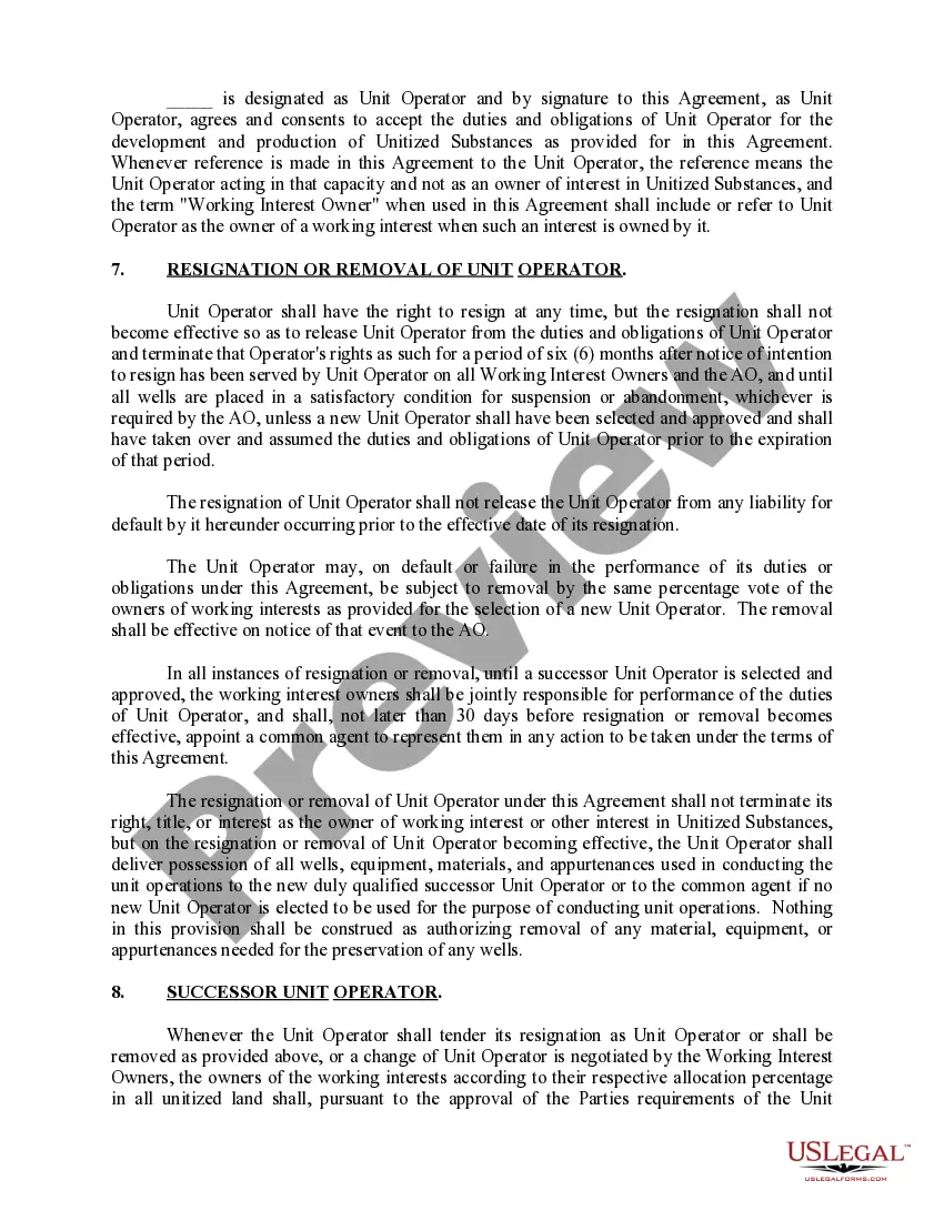 Get Unit Agreement and Plan of Unitization Preview Unit Agreement and Plan of Unitization