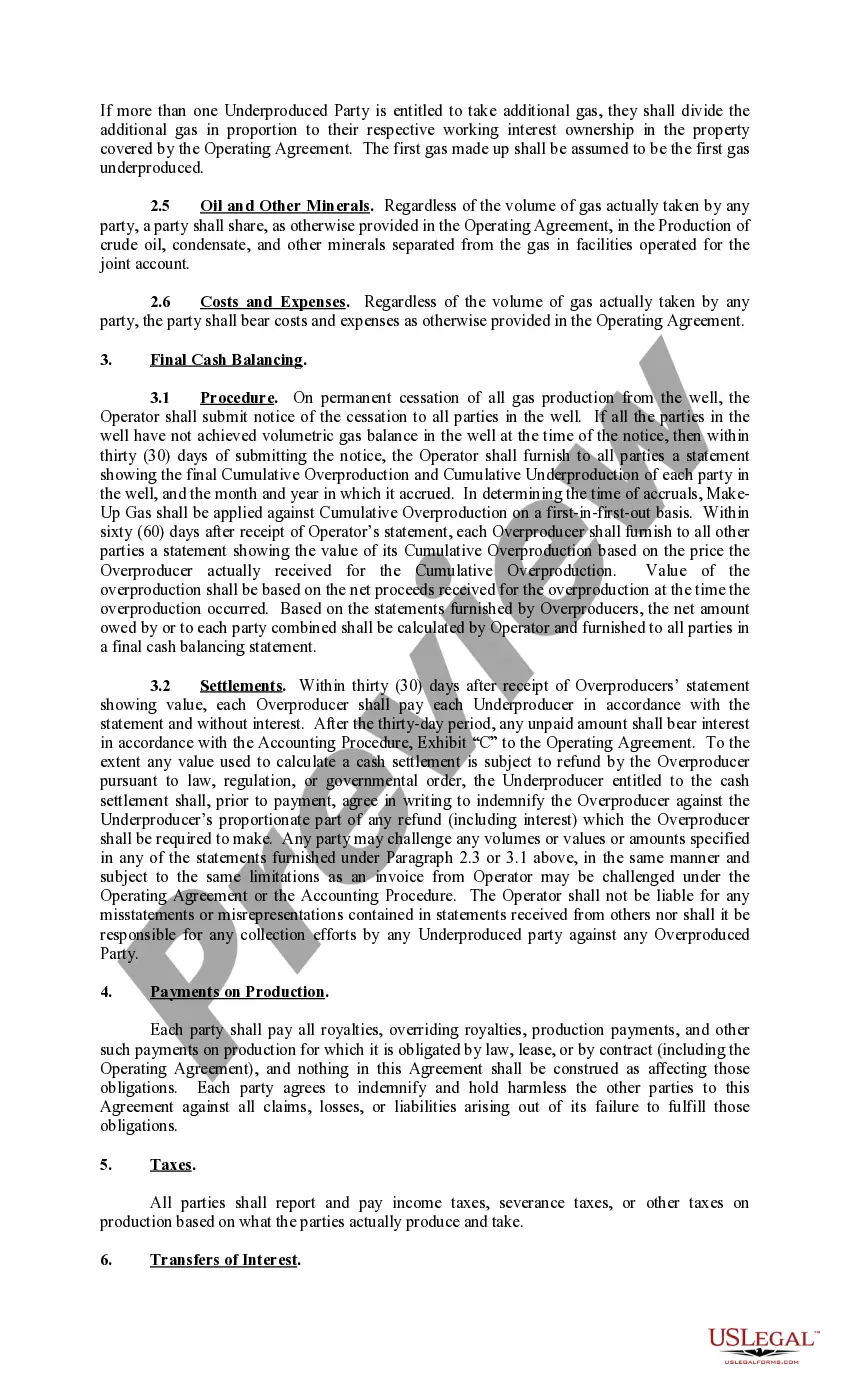 Get Exhibit E to Operating Agreement Gas Balancing Agreement - Form 4 Preview Exhibit E to Operating Agreement Gas Balancing Agreement - Form 4