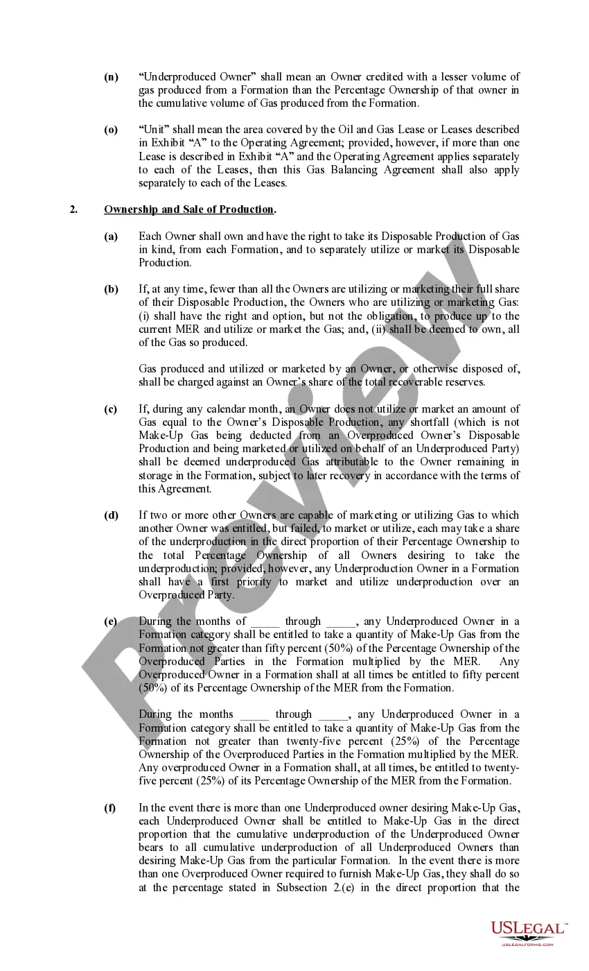 Get Exhibit E to Operating Agreement Gas Balancing Agreement - Form 5 Preview Exhibit E to Operating Agreement Gas Balancing Agreement - Form 5