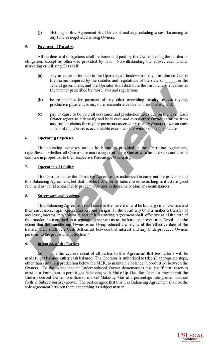 Get Exhibit E to Operating Agreement Gas Balancing Agreement - Form 5 Preview Exhibit E to Operating Agreement Gas Balancing Agreement - Form 5