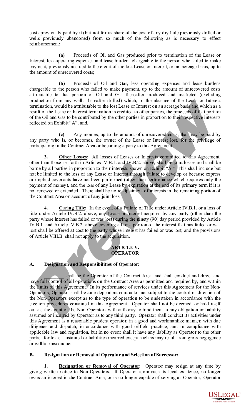 Joint Operating Agreement 89 Revised 