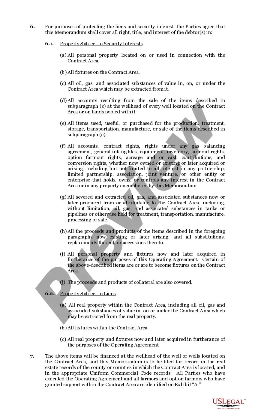 Get Memorandum of Operating Agreement and Financing Statement Preview Memorandum of Operating Agreement and Financing Statement