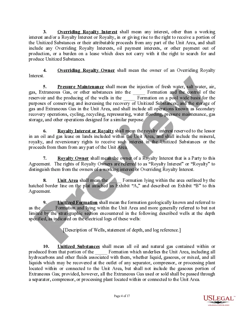 Get Gas Storage and Secondary Recovery Unit Agreement Preview Gas Storage and Secondary Recovery Unit Agreement