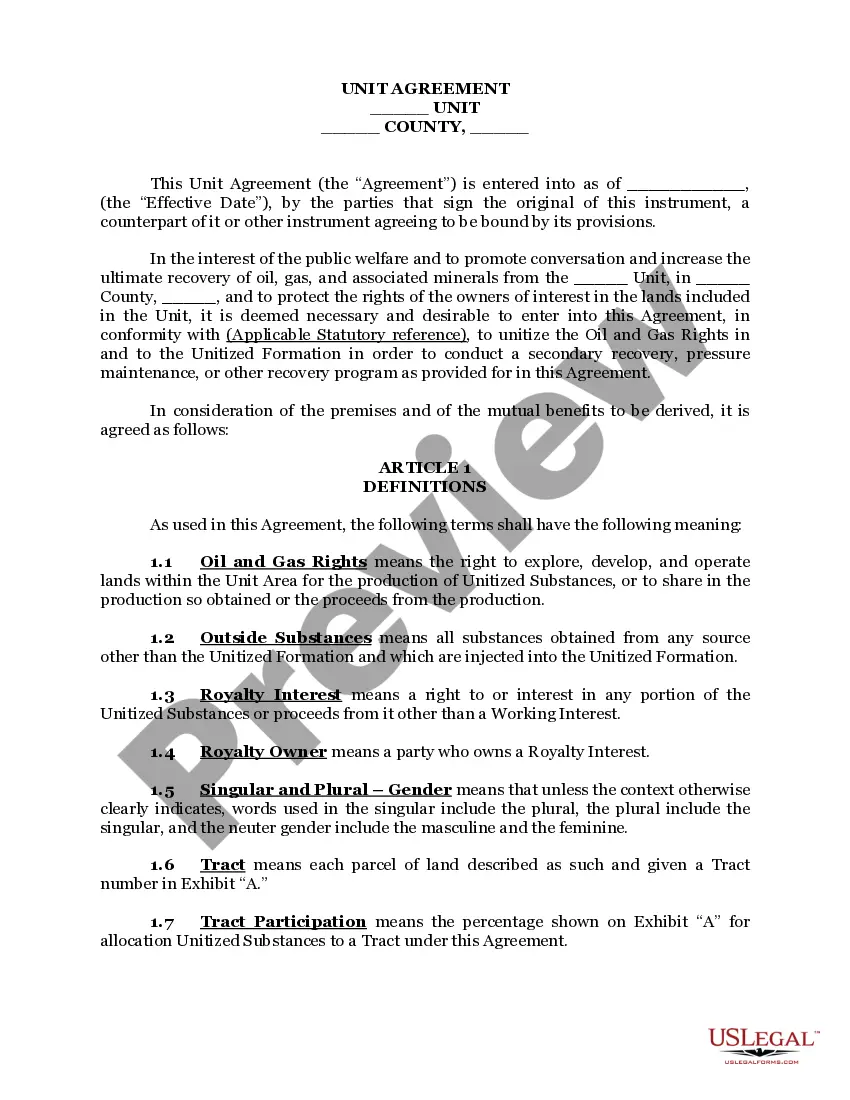 Get Unit Agreement Preview Unit Agreement