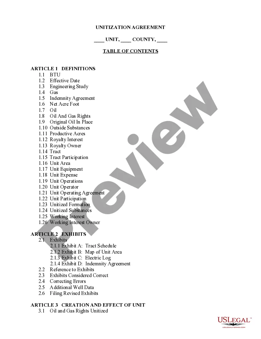 Get Unitization Agreement Preview Unitization Agreement