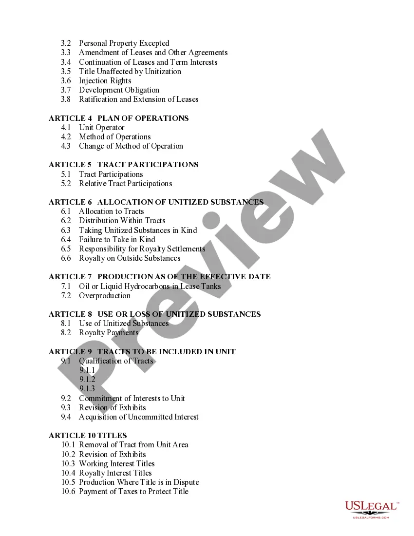 Get Unitization Agreement Preview Unitization Agreement
