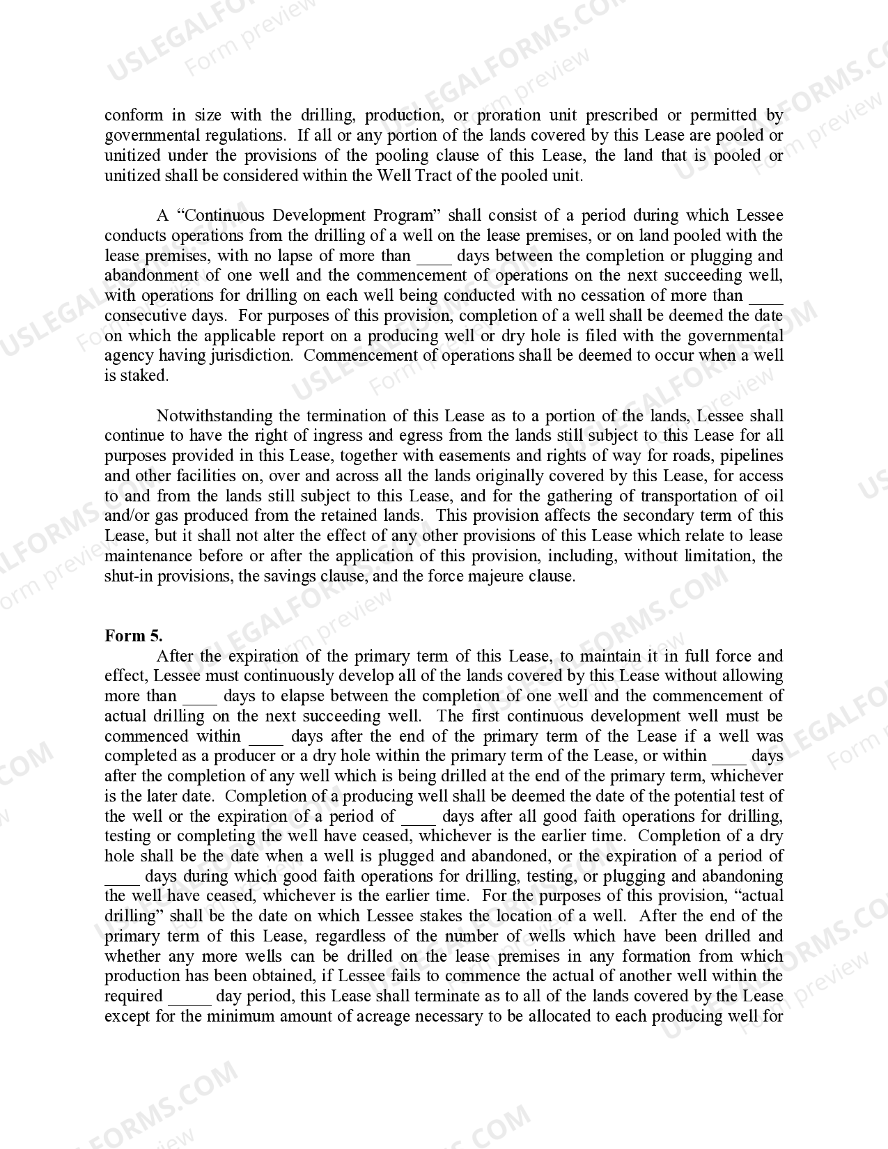 Continuous Development, Retained Acreage, and Depth Limitations US