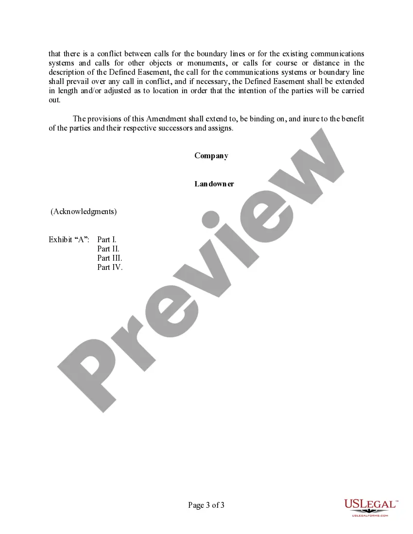 Get Amendment of Easement (Communications System) Preview Amendment of Easement (Communications System)