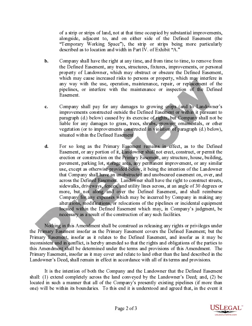 Get Amendment to Easement (Pipeline Easement/Long Form) Preview Amendment to Easement (Pipeline Easement/Long Form)