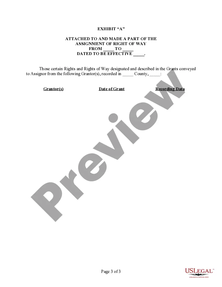 Get Assignment of Interest in Right of Way Preview Assignment of Interest in Right of Way