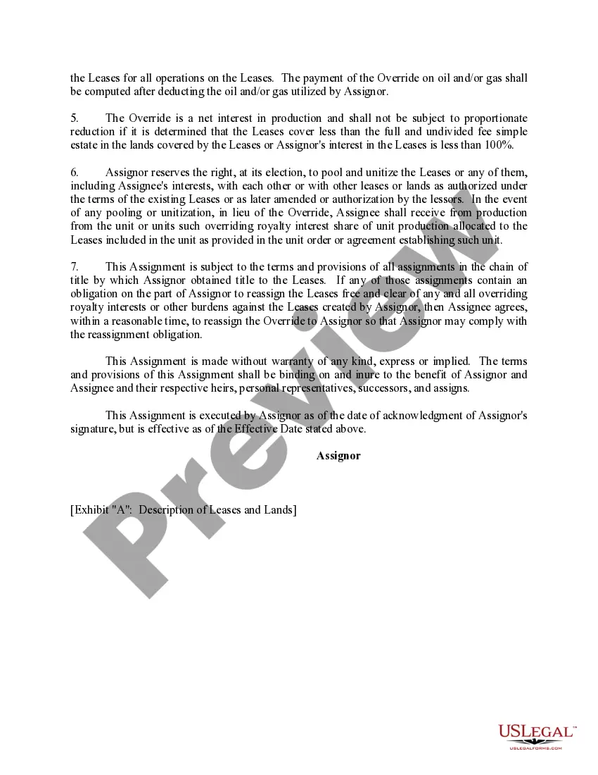 Get Assignment of Overriding Royalty Interest (No Proportionate Reduction) Preview Assignment of Overriding Royalty Interest (No Proportionate Reduction)