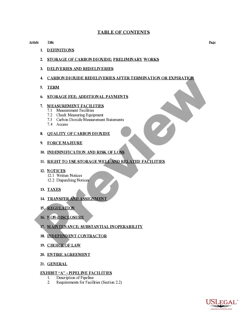 Get Carbon Dioxide Storage Agreement Preview Carbon Dioxide Storage Agreement