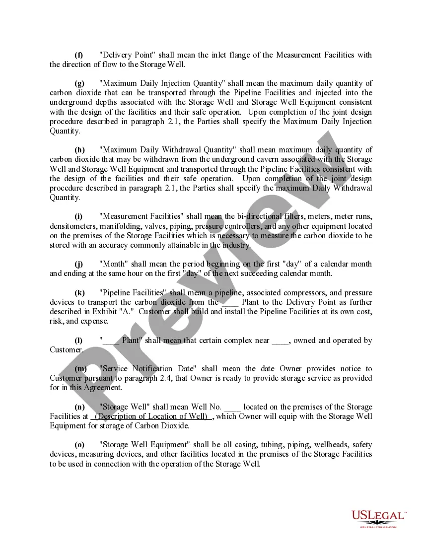 Get Carbon Dioxide Storage Agreement Preview Carbon Dioxide Storage Agreement