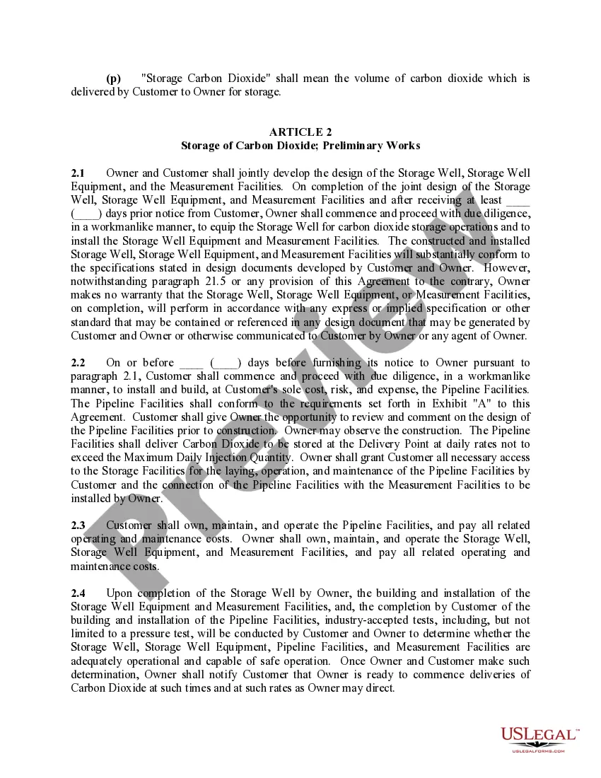 Get Carbon Dioxide Storage Agreement Preview Carbon Dioxide Storage Agreement